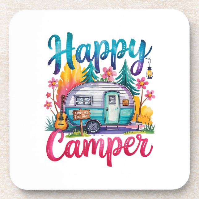 Porta-copo Roupa de Acampamento Divertida Feliz Reboque de Ca (Frente)