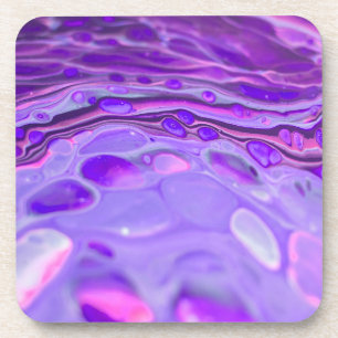 Porta-copo Roxo Acrílico Rosa, Mármore de Pintura Fluida