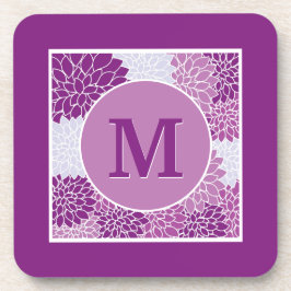 Porta-copo Roxo Bege Dalia Floral Monogramado