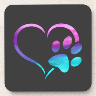 Porta-copo Roxo Cyan Pé de Cachorro Impressão Coração