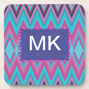 Porta-copo Roxo e Aqua Tribal