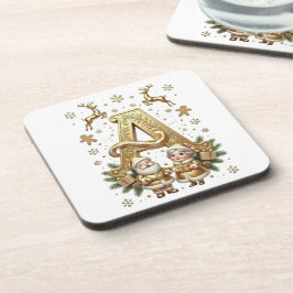 Porta-copo Royal Gold Letter A Luxury Unisex Coaster Set