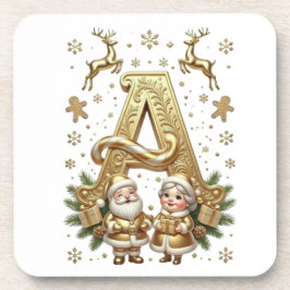 Porta-copo Royal Gold Letter A Luxury Unisex Coaster Set