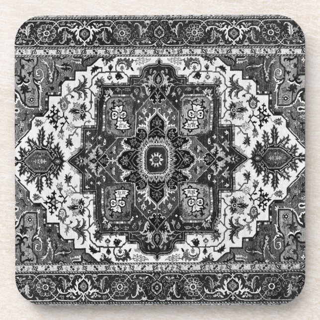 Porta-copo RUG PERSIANO - Preto e Branco (Frente)