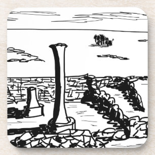 Porta-copo ruínas romanas do passado da caminhada do asno e