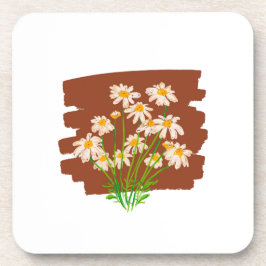 Porta-copo Rustic floral design on brown background
