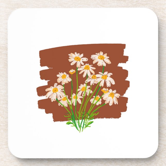 Porta-copo Rustic floral design on brown background (Frente)
