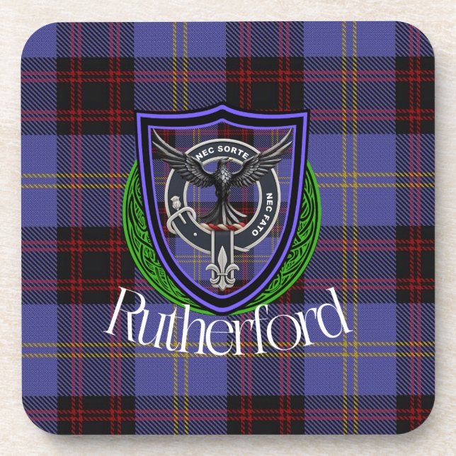 Porta-copo Rutherford Scottish Clan Tartan & Crest (Frente)