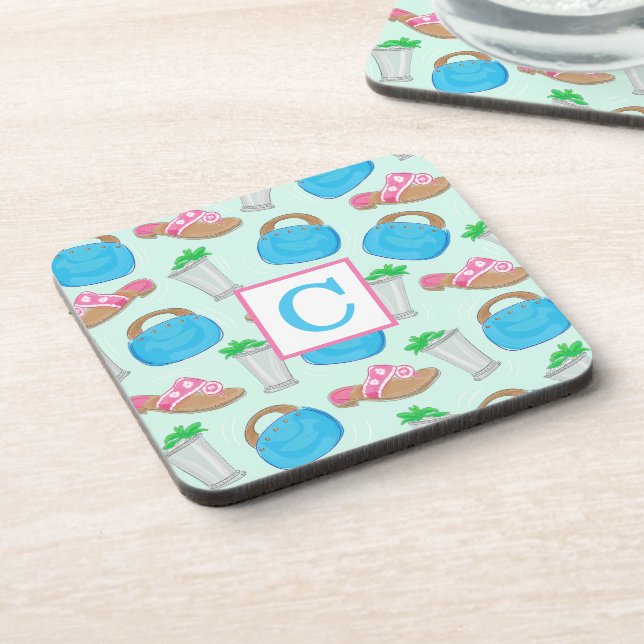 Porta-copo Saco Bermuda Derby Mint Julep Monograma Préppy (Left Side)