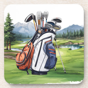 Porta-copo Saco de golfe com aquarela do campo de golfe