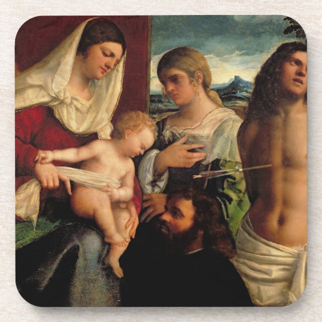 Porta-copo Sacros Conversatione com SS. Catherine, Sebastian (Frente)