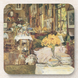 Porta-copo Sala de Flores por Childe Hassam, Arte Fino Vintag