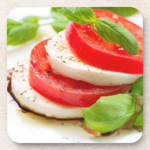 Porta-copo Salada de Caprese. Fatias do tomate e da mussarela