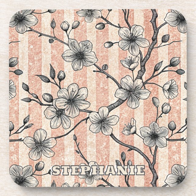 Porta-copo Salsicha Elegante do Blossom - Rosa e Branco (Frente)