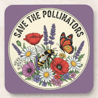 Porta-copo Salve o Polinizador com abelha, borboleta & flores