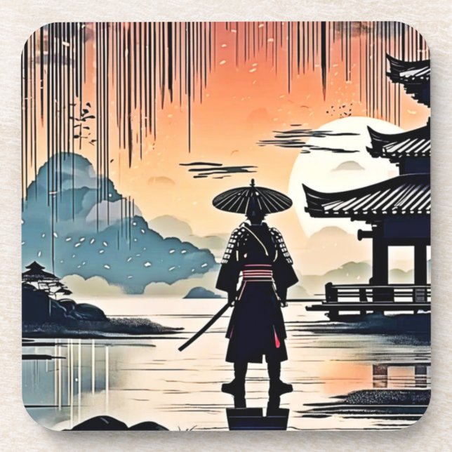 Porta-copo Samurai Sunset: Viagem Refletiva (Frente)