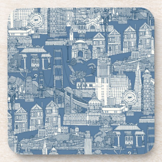 Porta-copo San Francisco toile de denim cobalto (Frente)