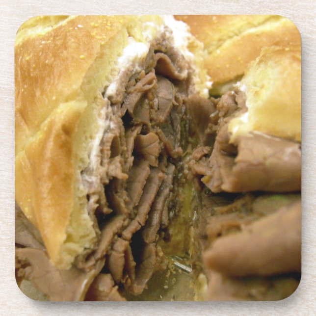 Porta-copo Sanduíche de carne assada com queijo de cabra crem (Frente)