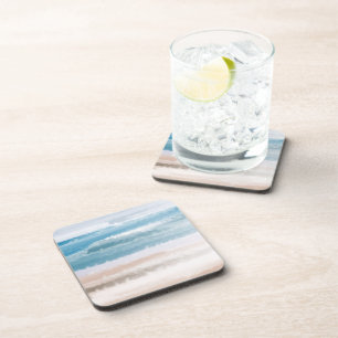 Porta-copo Sandy Beach Ocean Waves Abstrato Watercolor