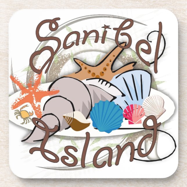 Porta-copo Sanibel Island Florida seashell design (Frente)