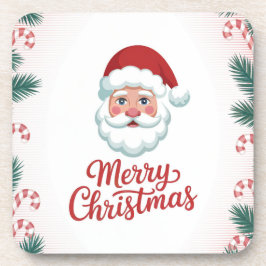 Porta-copo Santa Claus Candy Canes Plastic Coaster Set