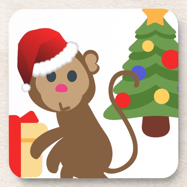 Porta-copo santa claus monkey emoji (Frente)