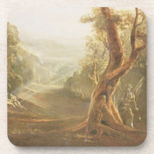 Porta-copo Satã que contempla Adam e véspera no paraíso, de