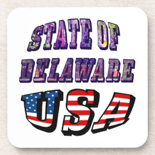 Porta-copo Sate of Delaware Picture and USA Flag Text