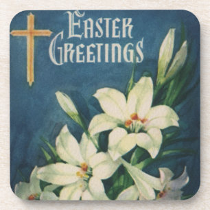 Porta-copo Saudações Religiosas de Páscoa Vintage, Flores de