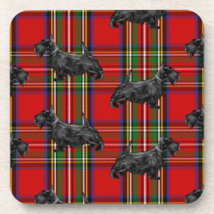 Porta-copo Scottie Dog em Red Scottish Tartan