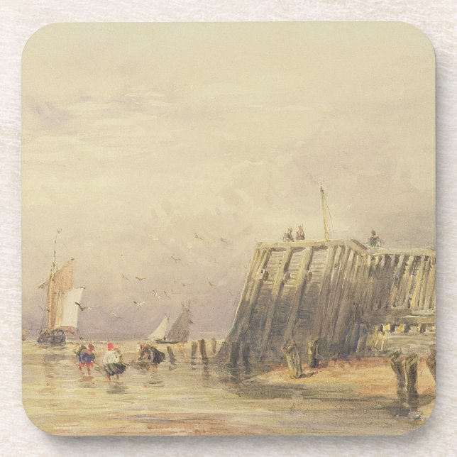 Porta-copo Seascape com barcas da navigação e figuras vadear (Frente)