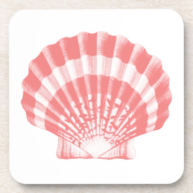 Porta-copo Seashell - coral rosa e branco (Frente)