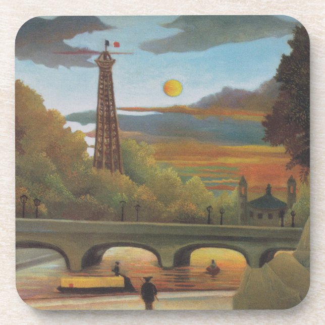 Porta-copo Seine e Eiffel Tower no Sunset por Henri Rousseau (Frente)