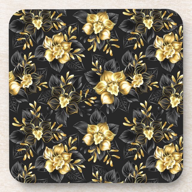 Porta-copo Sem costura com orquídeas de joalharia (Frente)