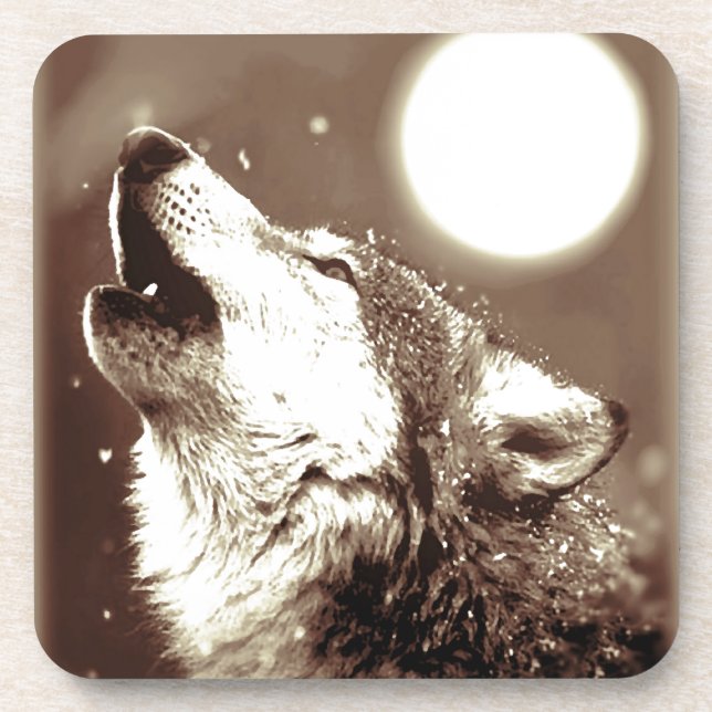 Porta-copo Sepia Wolf & Moon (Frente)