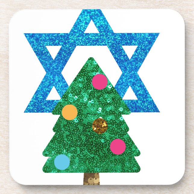Porta-copo sequin christmukkah hanukkah (Frente)