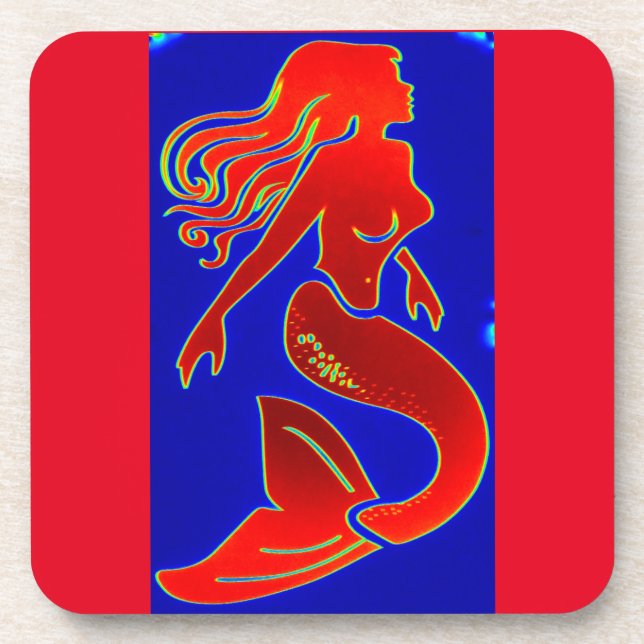 Porta-copo sereia de pin-up vermelha (Frente)