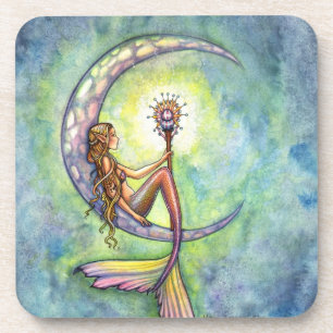 Porta-copo Sereia Lua Aquarela Sereia Molly Harrison Arte