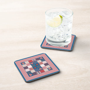 Porta-copo Set of Cork-backed Coasters: Deep Red Roses
