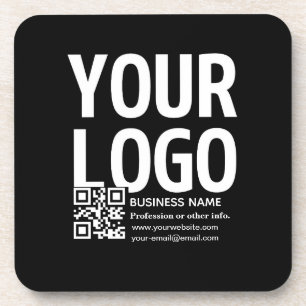Porta-copo Seu logotipo com código QR e texto editáveis