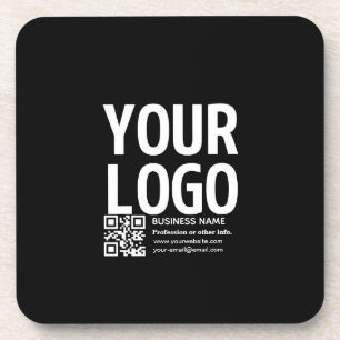 Porta-copo Seu logotipo com código QR e texto editáveis