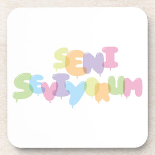 Porta-copo Seviyorum de Seni - eu te amo no turco