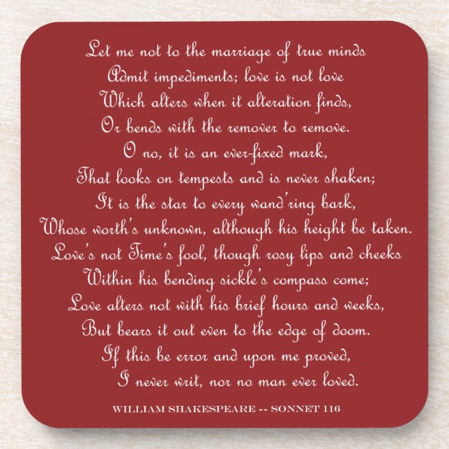 Porta-copo Shakespeare's Sonnet 116 Square Magnet (Frente)