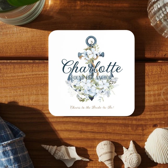 Porta-copo She Found Her Anchor Nautical Bridal Shower (Criador carregado)