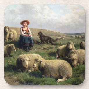 Porta-copo Shepherdess com carneiros em uma paisagem