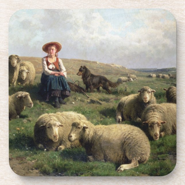 Porta-copo Shepherdess com carneiros em uma paisagem (Frente)