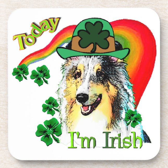 Porta-copo Shetland Sheepdog St Patricks (Frente)