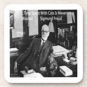 Porta-copo Sigmund Freud em Seu Escritório & Citação de Gato