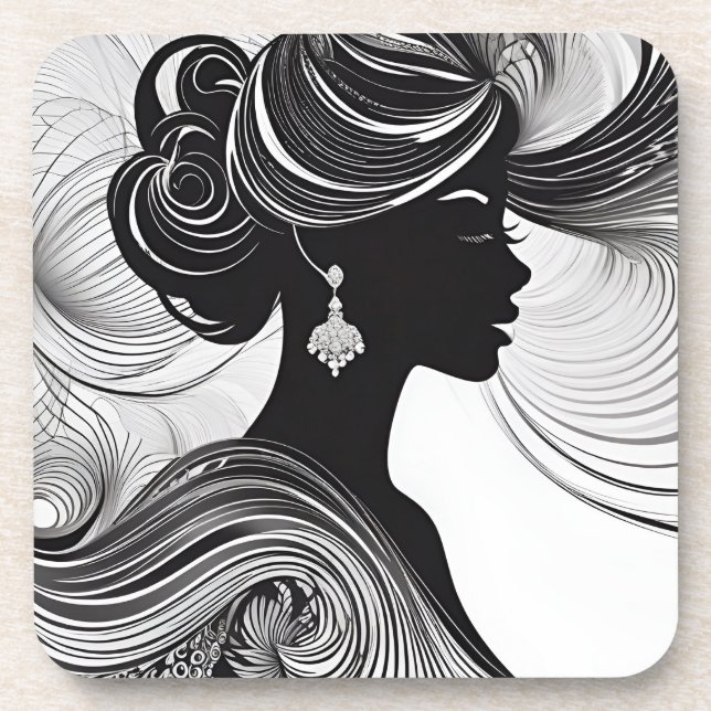 Porta-copo Silhouette Black & White da Rainha Africana (Frente)