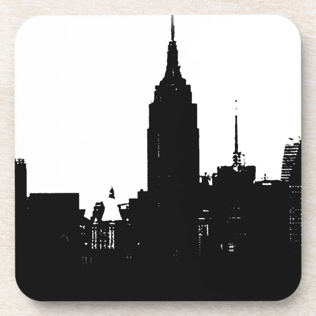 Porta-copo Silhouette Black White New York (Frente)